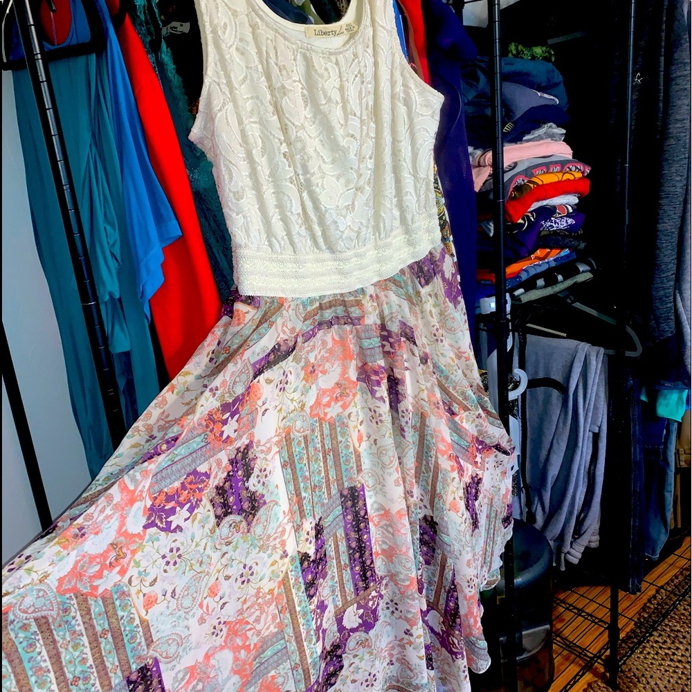 COPY - Liberty Love cream multi colored dress